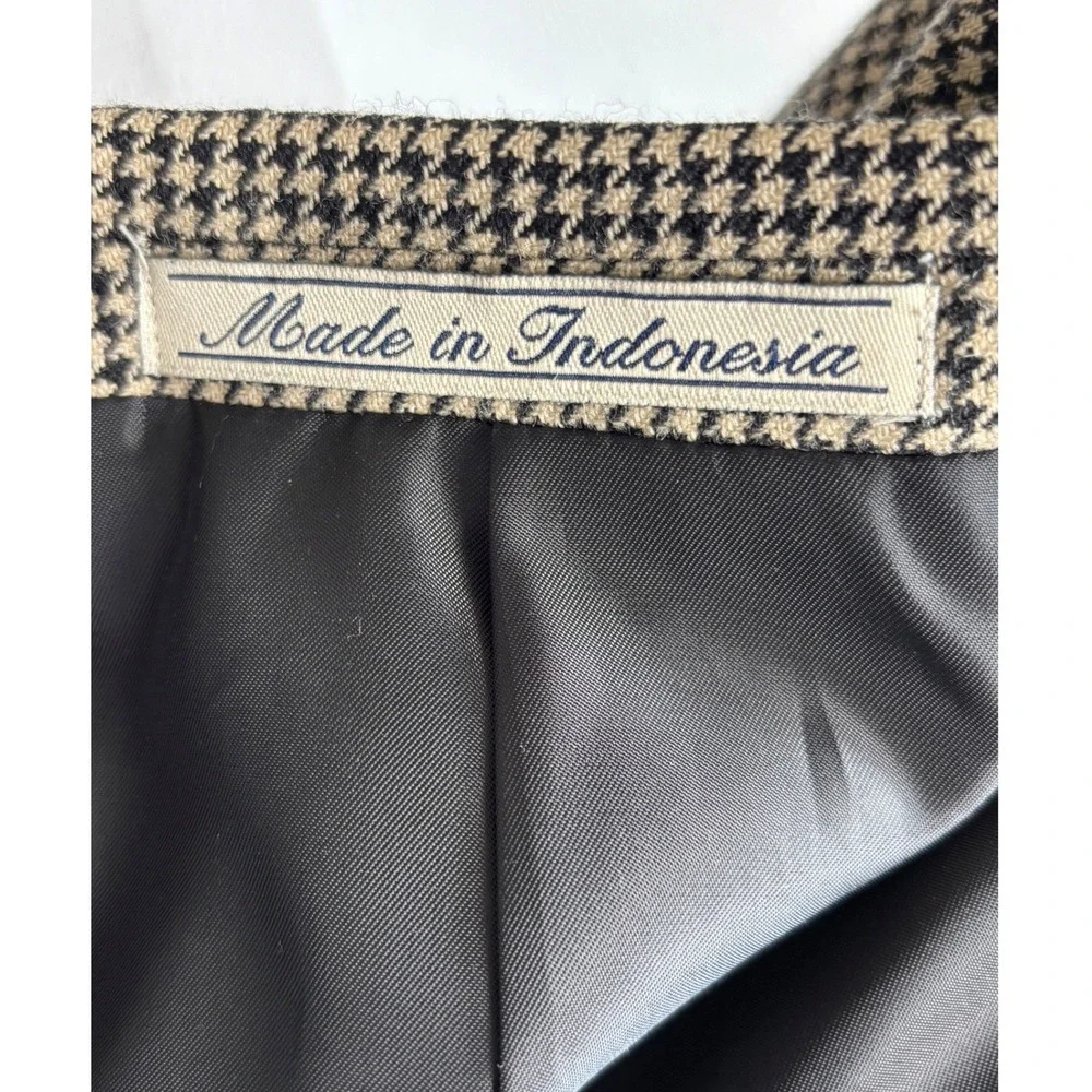 Tom Tailor Mens 36R Lambswool Houndstooth Blazer Brown Black 3 Button Sport Coat